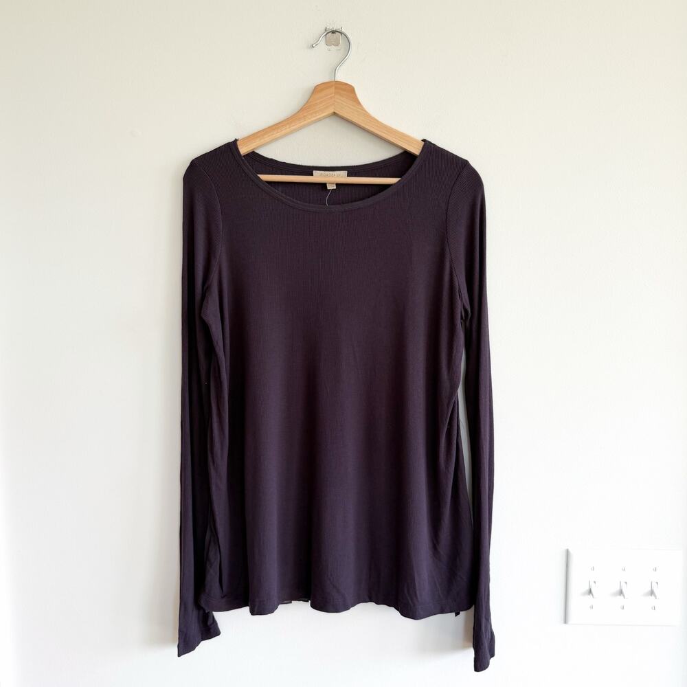 Anthropologie Bordeaux Ribbed Pleated Back Long Sleeve Blouse Purple S NWT